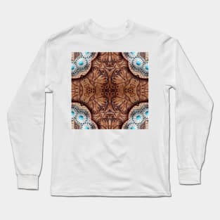 rustic turquoise brown cowboy leather Western country Long Sleeve T-Shirt